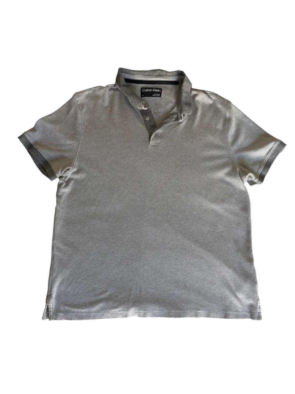 Calvin Klein Light Gray Men's Polo with Subtle Stripe